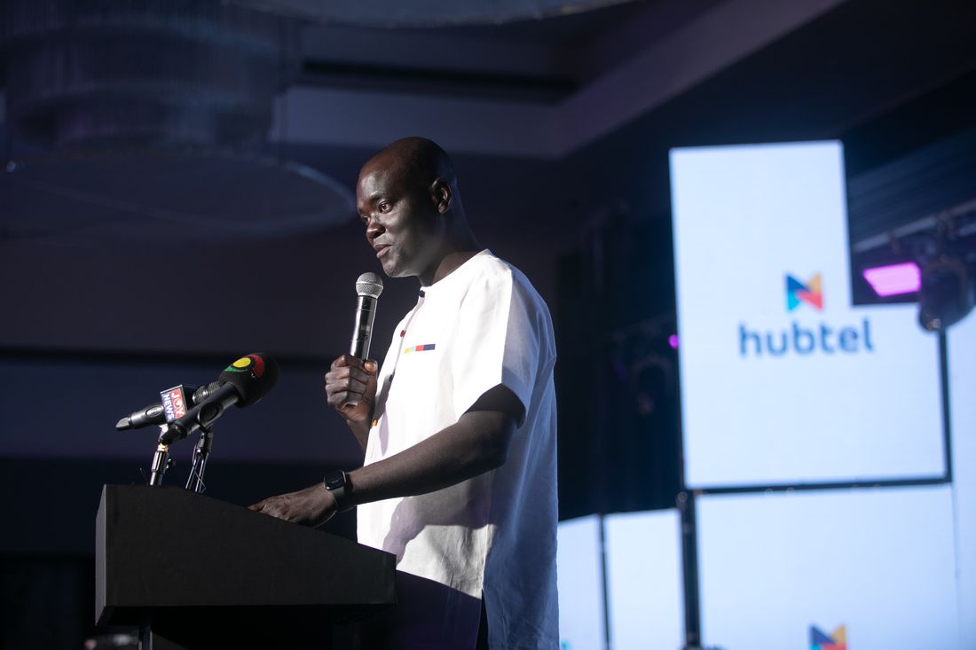Alex Bram reading A Letter to God at the podium during Hubtel's 20th Anniversary Thanksgiving